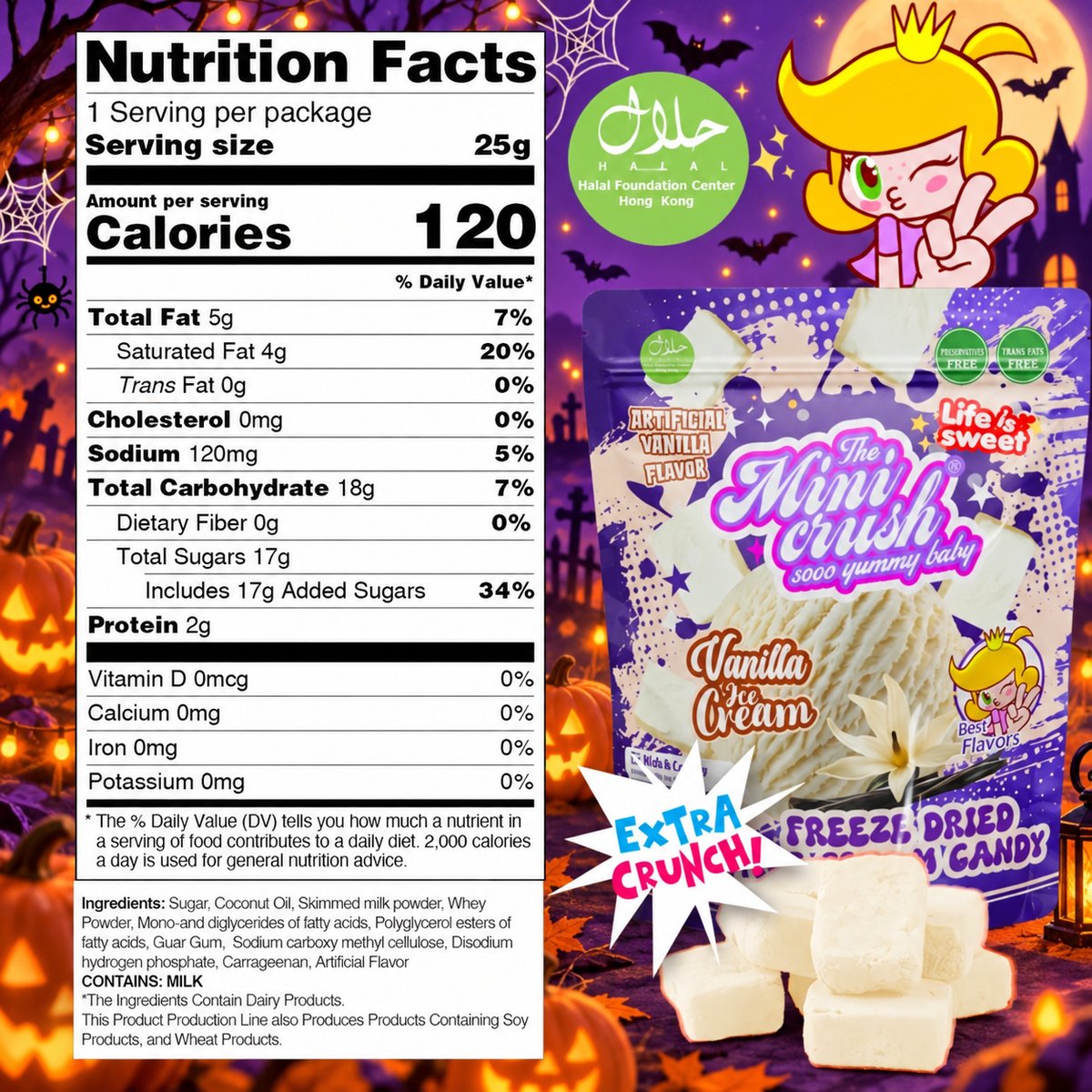 MiniCrush Freeze-Dried Vanilla Ice Cream Candy – 2 × 0.88 oz Bags