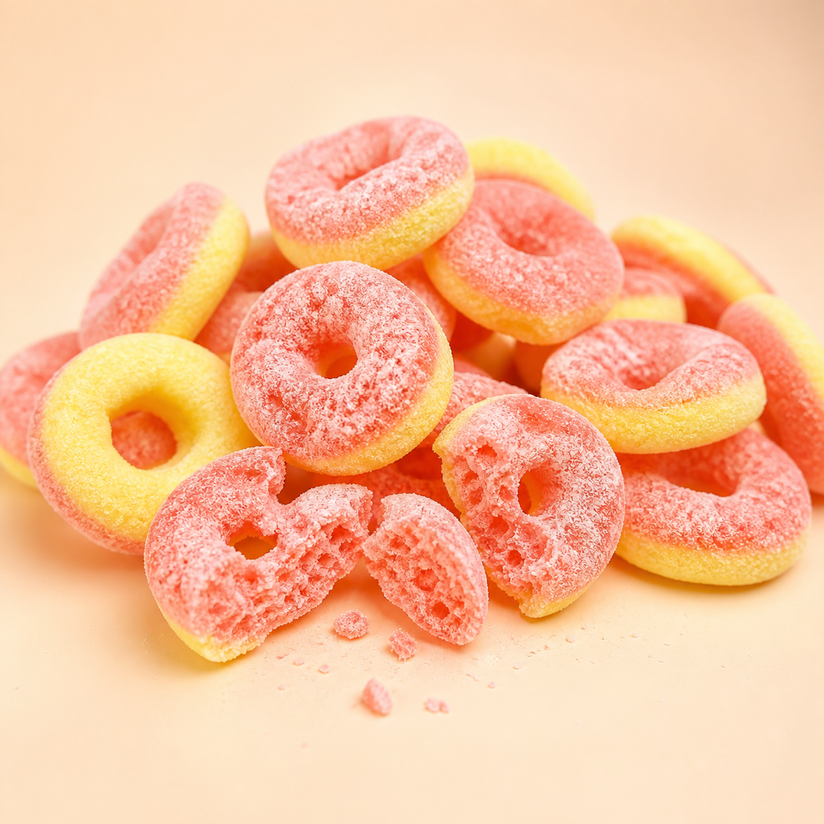 MiniCrush Freeze-Dried Peach Ring Candy – 2 × 1.76 oz Bags