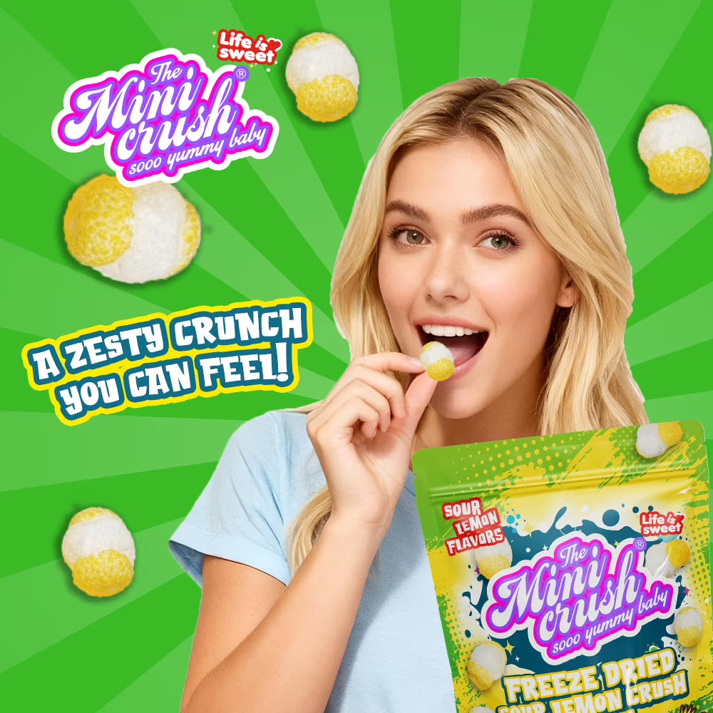 Freeze Dried Sour Lemon Crunchy Candy - 5.36 oz Unique Candies Delight Crunchy Treat Snack Gift Sour Heads Citrus