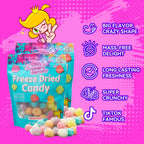 Minicrush Freeze Dried Mini Puffs Candy, Sweet Crunchy Melt-in-Your-Mouth Snack, Resealable Bag