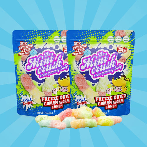 Pack of 2 - Gummy Worms - Unique Freeze Dried Candies - 1.76 oz. Bags
