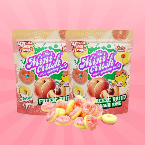 Freeze Dried Peach Ring Candy (2 pack)-healthy snacks, delicious and crunchy fruit candies, perfect for small snacks anytime 