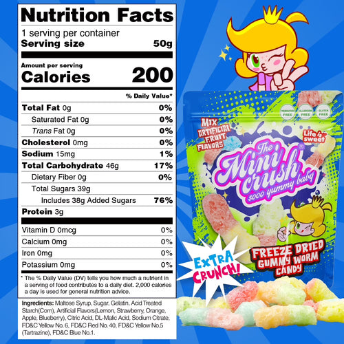 MiniCrush Freeze-Dried Gummy Worm Candy – 2 × 1.76 oz Bags