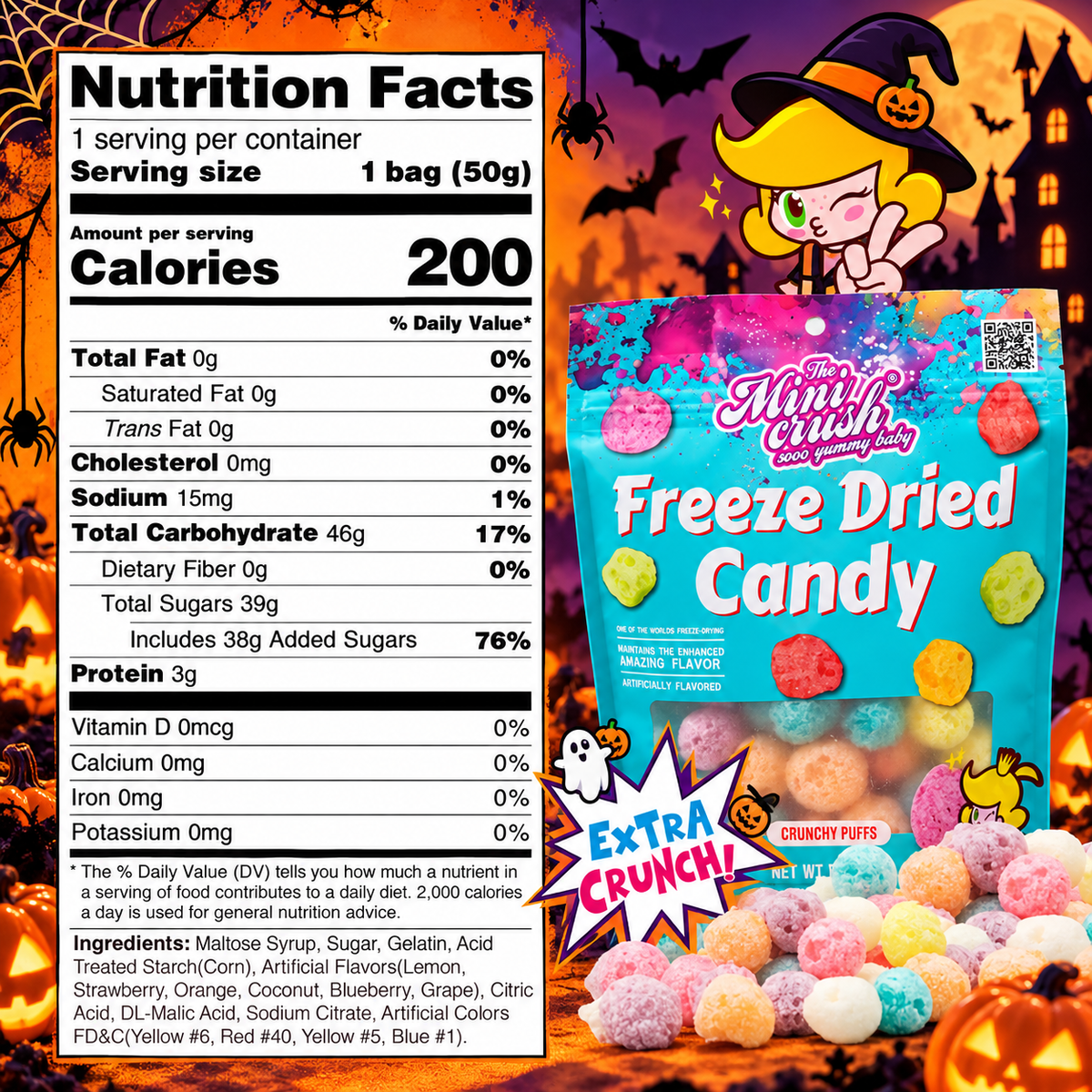 MiniCrush Freeze-Dried Fruity Candy Puffs – 2 × 1.76 oz Bags