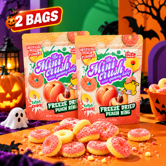 MiniCrush Freeze-Dried Peach Ring Candy – 2 × 1.76 oz Bags