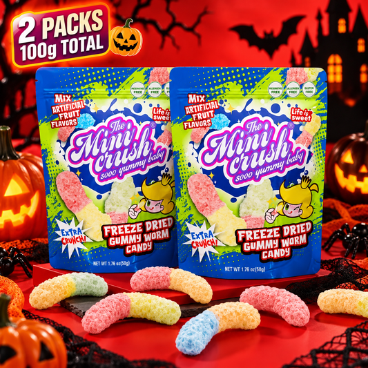 MiniCrush Freeze-Dried Gummy Worm Candy – 2 × 1.76 oz Bags
