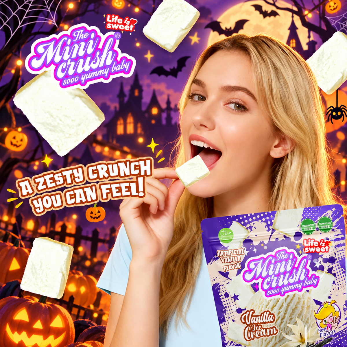 MiniCrush Freeze-Dried Vanilla Ice Cream Candy – 2 × 0.88 oz Bags