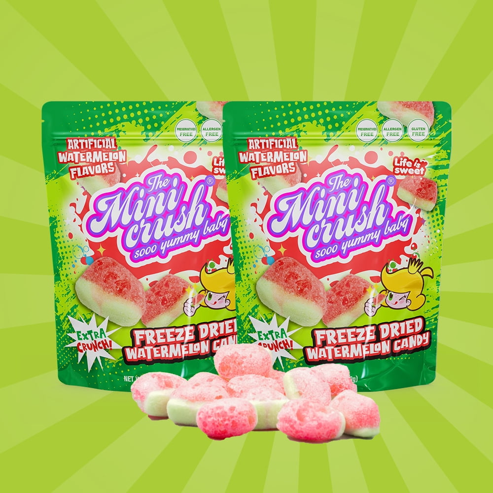 Freeze Dried Candy - 5 Flavors Variety Pack Crunchy Peach Rings, Watermelon, Puffs, Worms, Burger Candy - 1.7oz Each, Sweet T