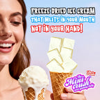 Minicrush Freeze Dried Vanilla Ice Cream Bites, Extra Crunchy Melt-in-Your-Mouth Ice Cream Snack, Resealable Box Pack, 50g