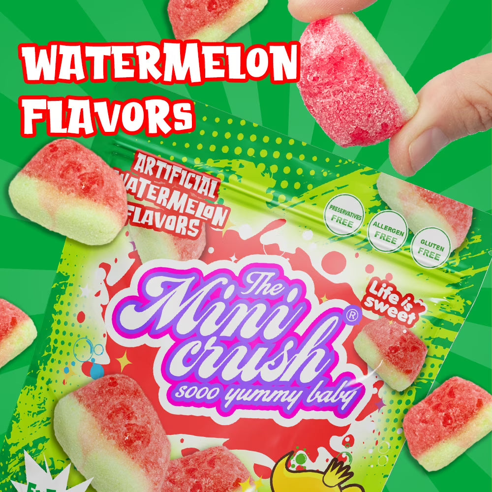 Freeze-Dried Watermelon Candy Snacks- Crispy& Fruity Candy,2-Pack Resealable Bags | Perfect Holiday Gifts &Party Favors -MINICRUSH