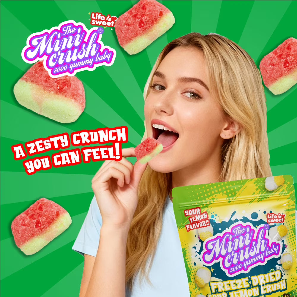 Freeze-Dried Watermelon Candy Snacks- Crispy& Fruity Candy,2-Pack Resealable Bags | Perfect Holiday Gifts &Party Favors -MINICRUSH