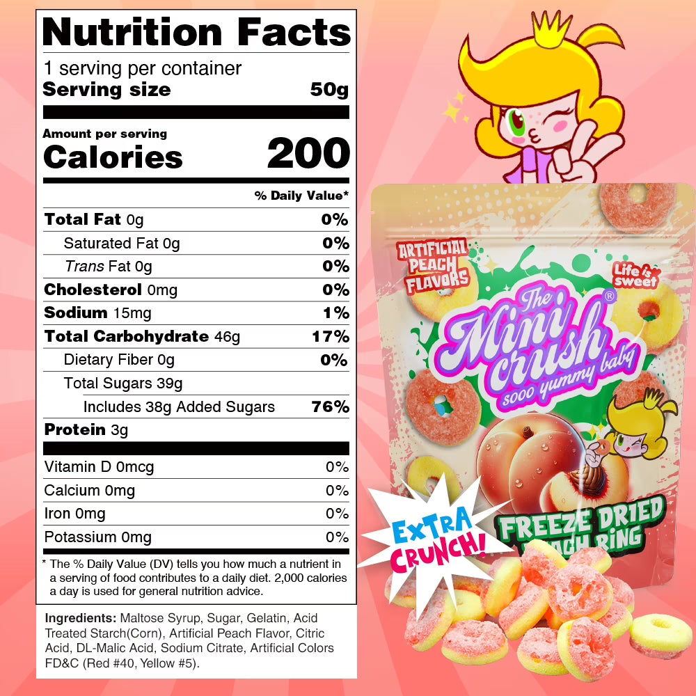 Freeze Dried Peach Ring Candy (2 pack)-healthy snacks, delicious and crunchy fruit candies, perfect for small snacks anytime and anywhere, sweet snacks, Delicious choice for grape lovers